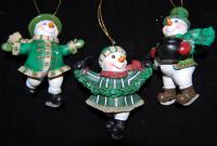 IRISH SNOWMAN ORN 3 PC